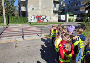Dzieci uczą się właściwego przechodzenia przez przejście